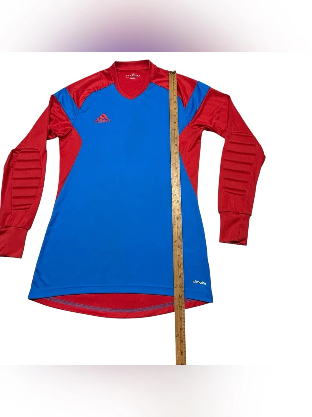 Adidas Climalite Mens Size S Goalkeeper Jersey Soccer Padded Elbow Long Sleeve